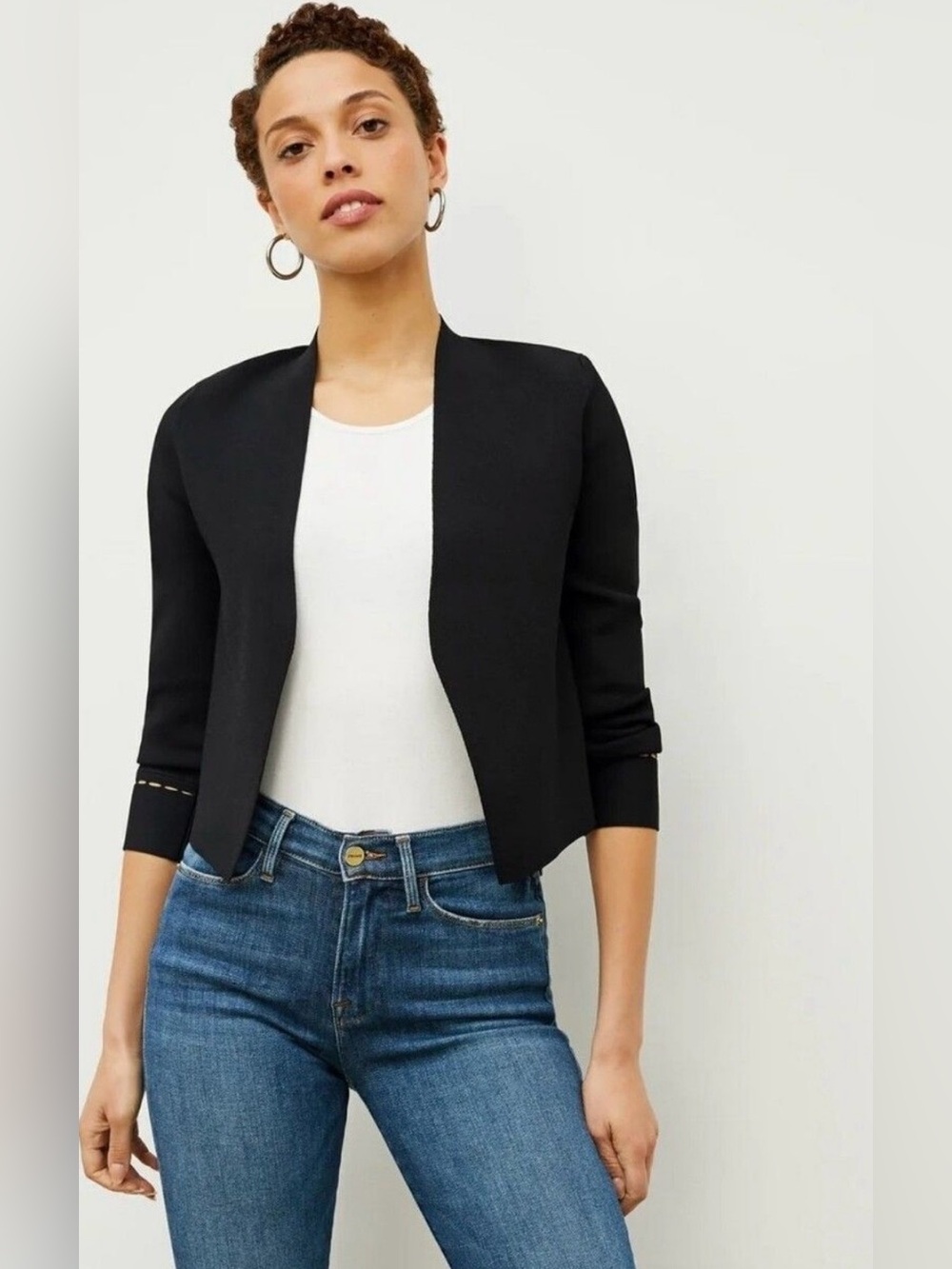 MM Lafleur The Sant Ambroeus Jardigan Blazer Jacket Open Front Black Sz M